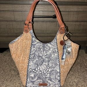 Sakroots Tan and Blue Patterned Tote